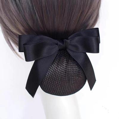 Women Hair Net Temperament Solid Color Bow-knot OL Fishnet Decorative Soft Anti-slip Hair Clip Hair Snood for Airline Stewardess