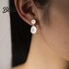 Plier-wrapped Faux Pearl Earrings 1 Pair Women Stud White Dangling