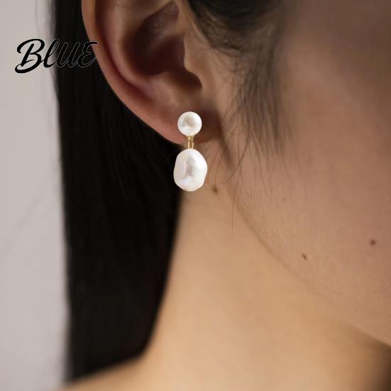 Plier-wrapped Faux Pearl Earrings 1 Pair Women Stud White Dangling