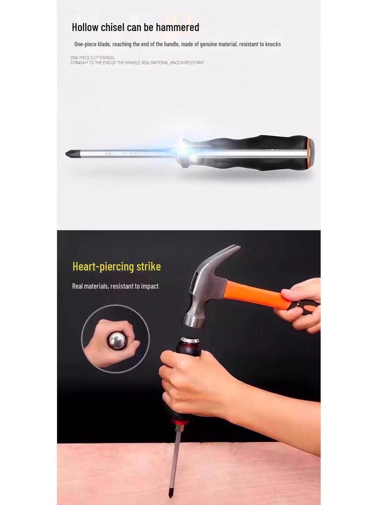 Super Hard Multifunctional Phillips & Slotted Screwdriver Set with Hammer Capability