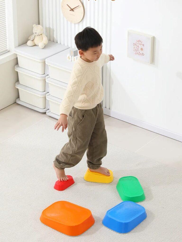 Sensory Path River Stones Children Balancing Stones Stepping Stones for Children Motor Skills and Coordination Colorful 6 Pcs