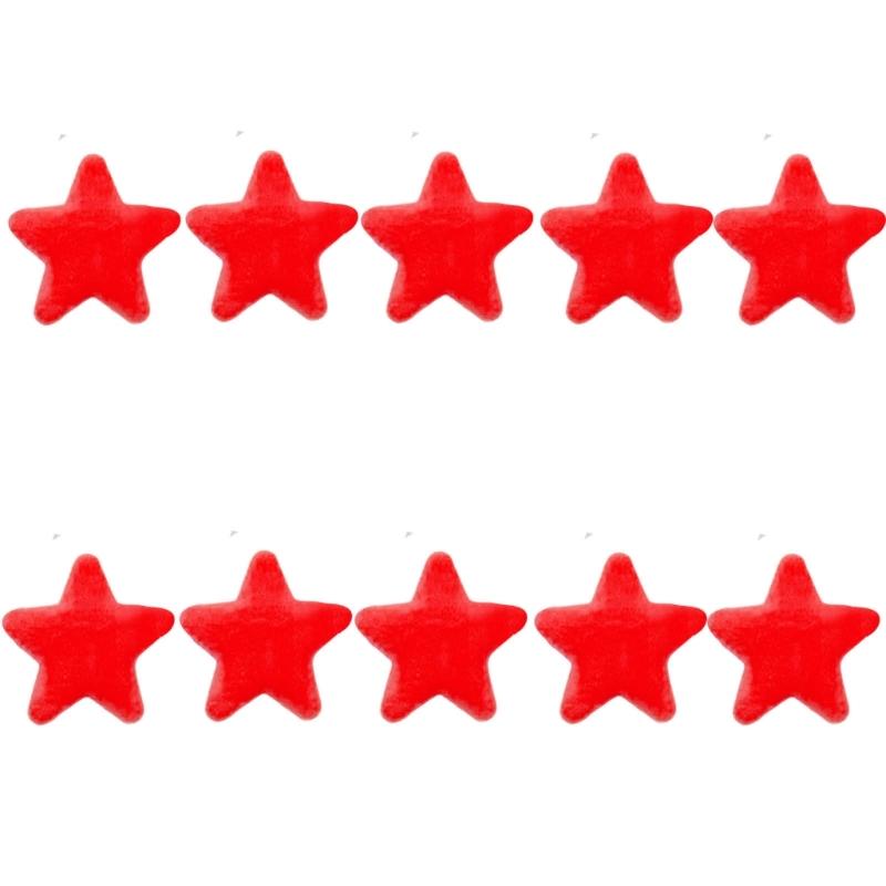 10Pcs 6.5CM Colorful Plush Star Appliques For Handmade Bag Garment Shoe Decoration Hair Accessories and Sewing Craft