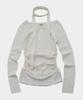 PLACE STUDIO Boat U-Neck Detachable Eyelet Contrast Scarf Set Long Sleeve T-Shirt _3 Colors