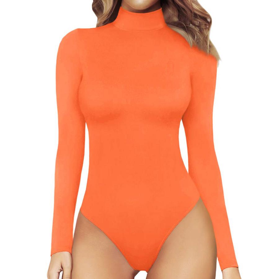 Women's Casual Bodysuit Long Sleeve Bodycon Catsuit Leopard Print