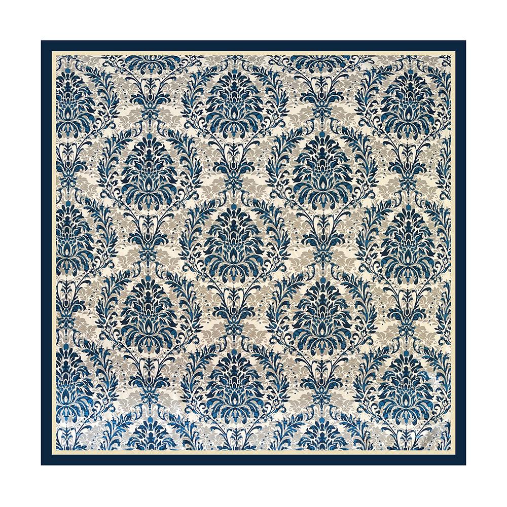 Vintage-print Silk Scarf, 90×90cm, Faux Silk Headscarf, Glossy Satin Headscarf, Head-wrapping Scarf