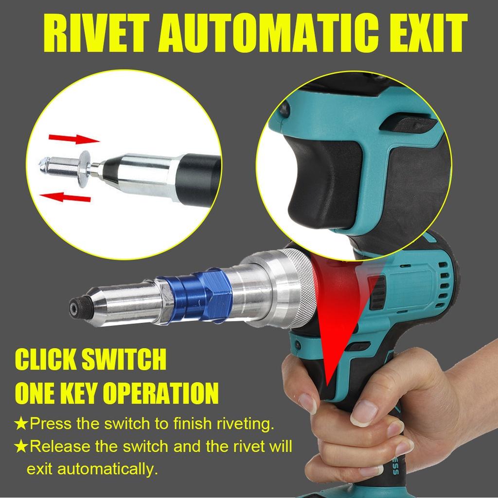 Electric Rivet Guns 3.0-5.0mm Brushess Automatic Cordless Rivet Nut Guns Drill Insert Riveting Tool With 6000mAh Battery AC 110-240V