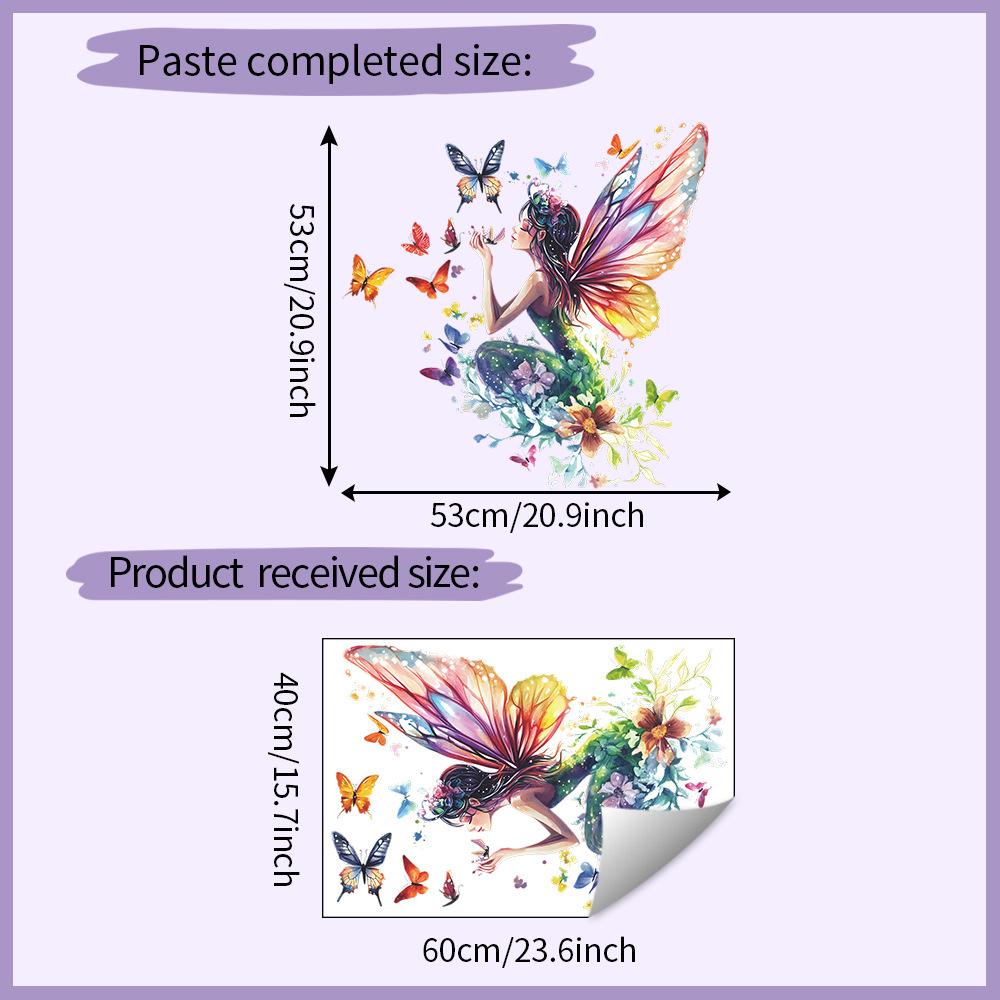 Self-adhesive Wall Stickers Dreamy Butterfly Fairy for Kids Room Bedroom Living Room Home Decor