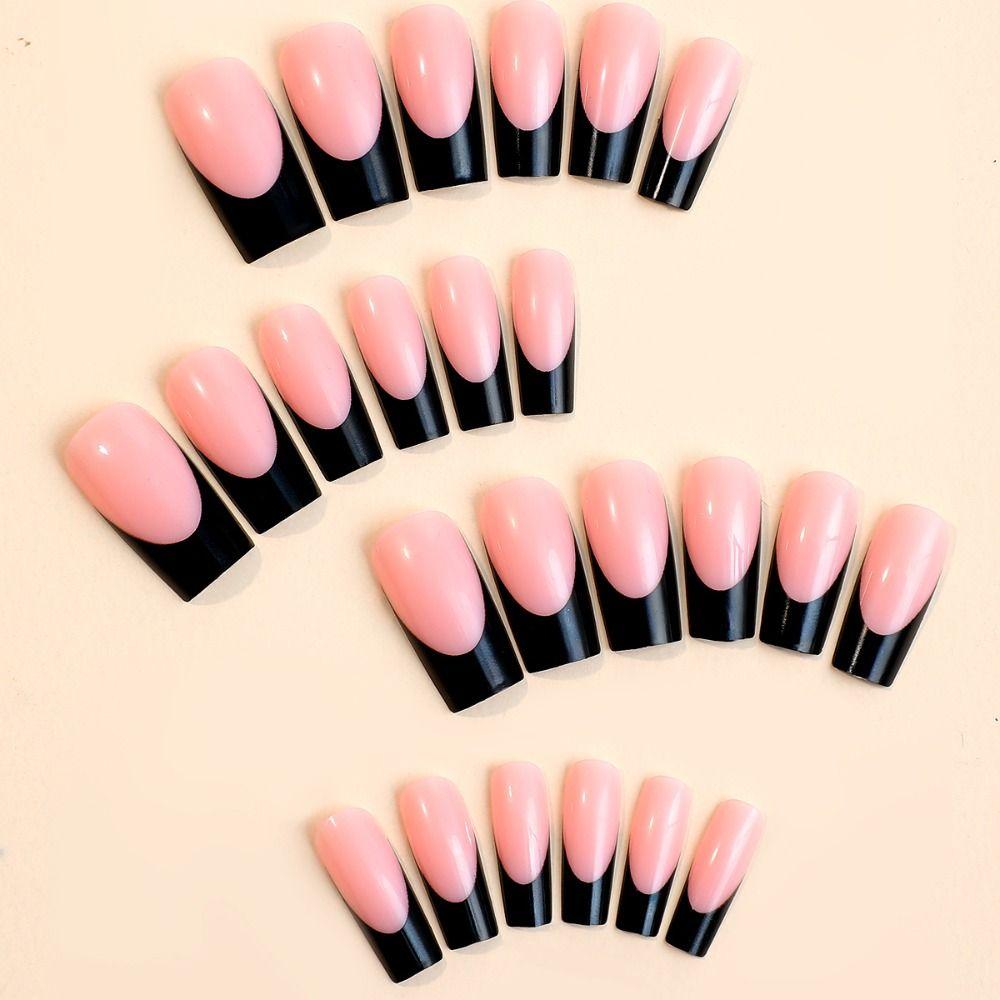 Long Length Long Water Pipe Fake Nails Square Head Nail Tips Fashion Press On Nails  Girl