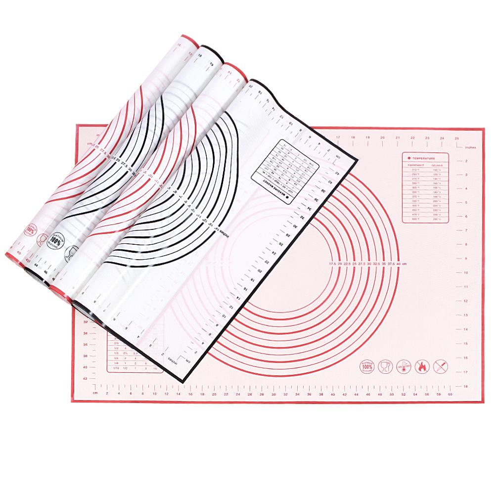 60/50/40cm Silicone Pad Baking Mat Sheet Kneading Dough Mat For Kitchen Rolling Dough Pizza Large Dough Non-Stick Maker Holder