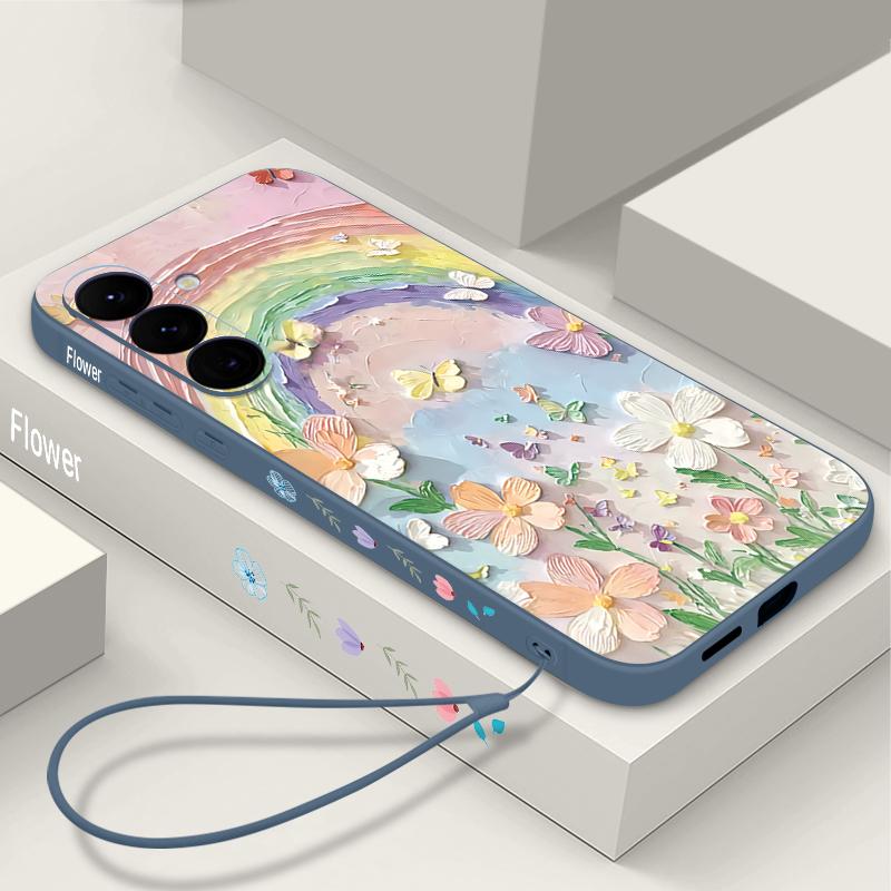 Custodia con Motivo Floreale Pittura ad Olio per Samsung S26 S25 Ultra S24 S23 S22 Plus S21 FE A15 A16 A17 A35 A36 A54 A55 A56 5G Cover Morbida in Silicone
