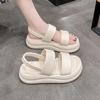 Thick-soled one-word beach shoes 2024 summer new round head one-pedal comfortable simple height-increasing cool slippers Roman shoes