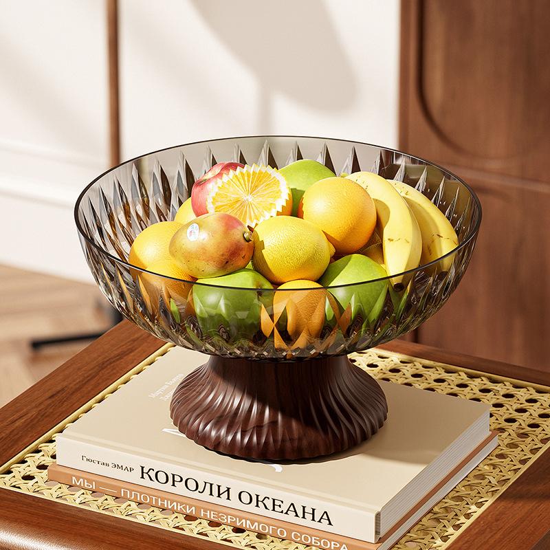 Round Transparent High-Legged Fruit Platter Tea Table Saves Space And Drains Water Plate Household Kitchen Storage Tray