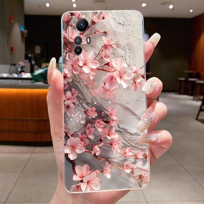 Case For Xiaomi Redmi Note 12S Clear Luxury Fashion Butterfly Flower Soft TPU Silicone Back Cover Transparent Jelly Phone Case