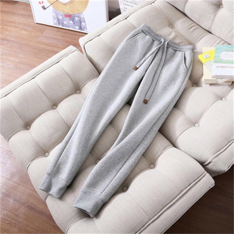 Plus Velvet Thickened Casual Chic Outfit Ladies's Fall and Winter Hooded Cardigan Jacket Sports Trousers Two-piece Outfit