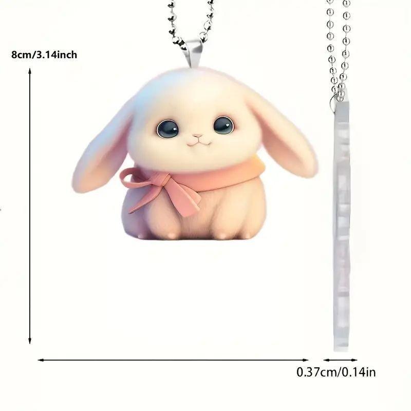 Delightful Cartoon Bunny Acrylic Ornament For Car Interior Scarf And Key Holder
