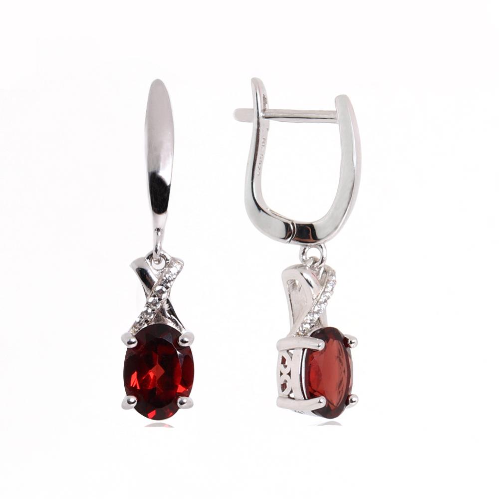 Elegant and Noble 925 Sterling Silver Earrings Natural Garnet Gemstone Fine Jewelry for Women's Anniversary and Engagement Gift