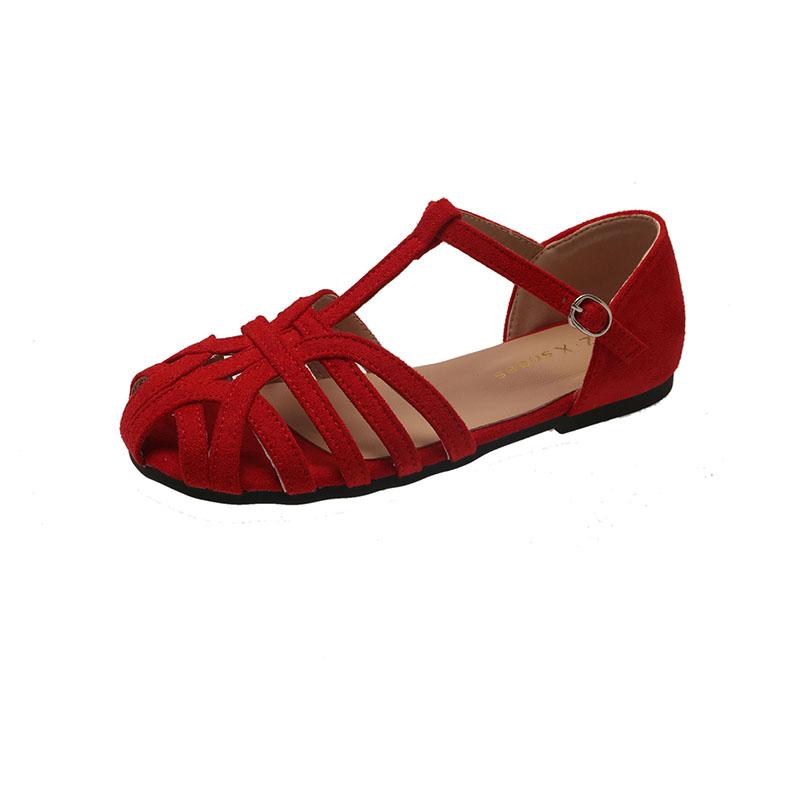 

Fashion Retro Roman Sandals for Women, 2025 Summer New Round Toe Cutout Woven Single Shoes with Skirts 35