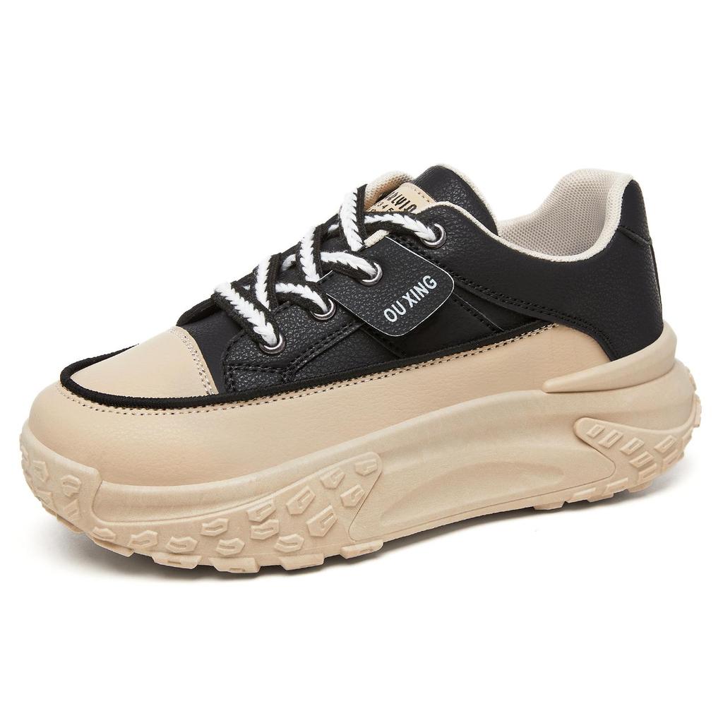 Fashion Spring White Platform Sneakers Women Shoes Anti-slip Leather Casual Shoes Thick Sole Ladies Shoes Height Increase Women Sneakers