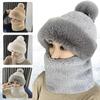 Winter Warm Hat Beanies Scarf Warm Breathable Rabbit Hair Blend Knitted Hat Scarf for Women Protection Caps Windproof Hats
