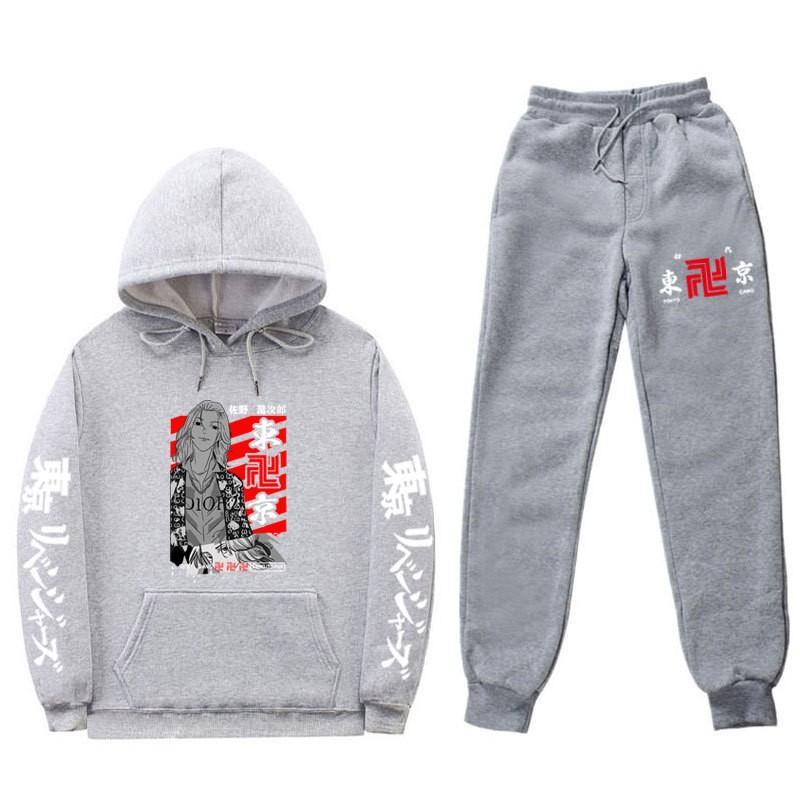 Mens Streetwear Hooded Sweatshirt Set Loose Fit Winter Warm Fleece Lined Casual Tracksuit