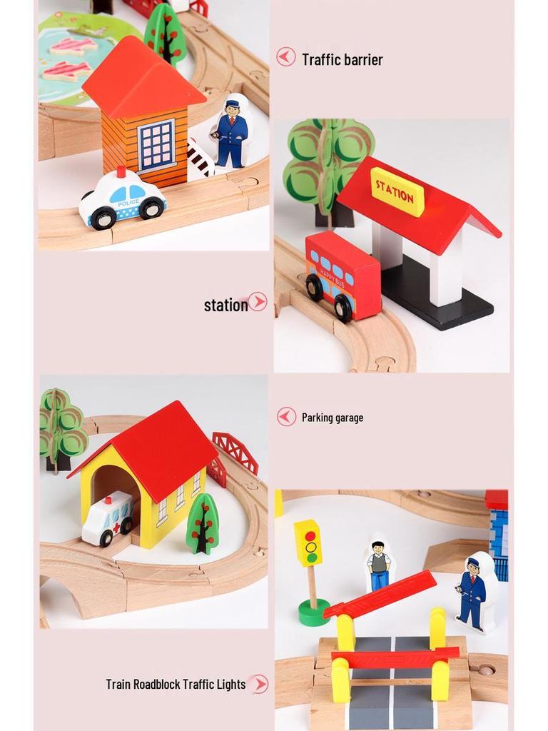 70-Piece Wooden Train Track Set for Ages 2-7: Interactive Educational Toy