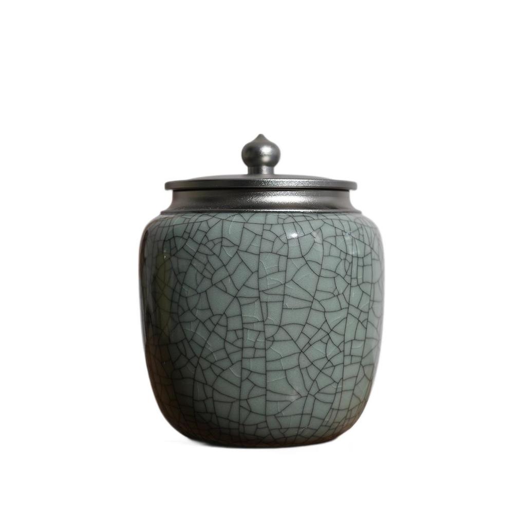 Longquan Celadon Ceramic Tea Caddy: Handmade, High-Capacity, Sealed Jar for Tea Storage
