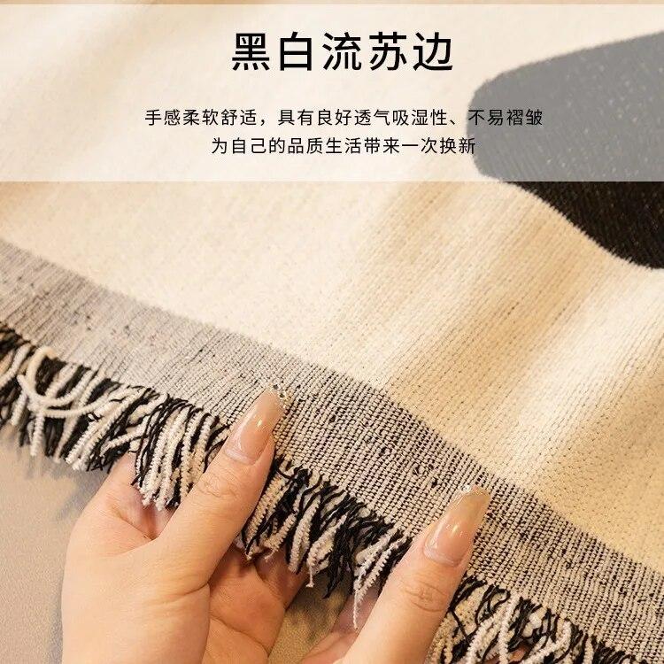 Chenille-Streifen-Quasten-Sofabezug, Stoff, Sofadecke, multifunktionaler Universal-Couch-Handtuchbezug, staubdicht, Sofakissenbezug