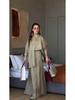 Women's Spring/Summer 2025 Fashion: Turn-Down Collar Loose Shirt & High Waist Midi Skirt Set