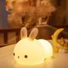 LED Rabbit Silicone Night Light Rechargeable Soft Light Kids Birthday Gift  Sleep Companionship Night Light Bedroom Decoration