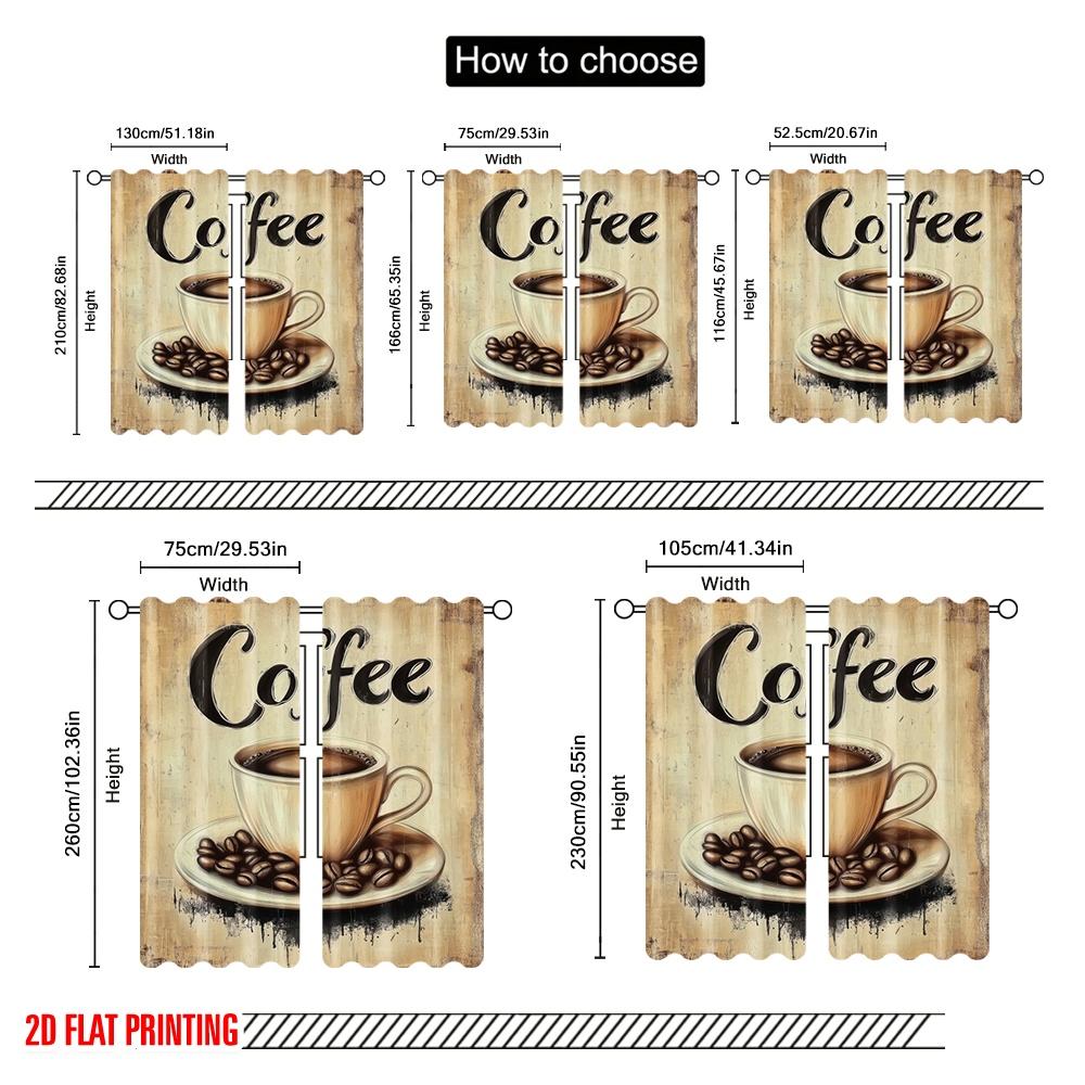 2pcs  2D plane printing Curtains&Window Treatment Morning Brew(1) Polyester Easy Install (without rod) Versatile All Use for