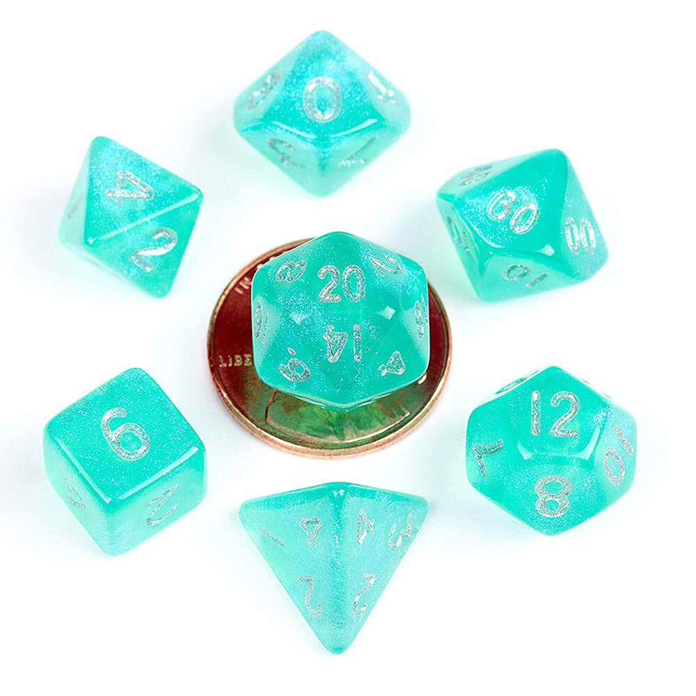 MDG Acrylic 10mm Poly Dice Set Stardust (Turquoise)