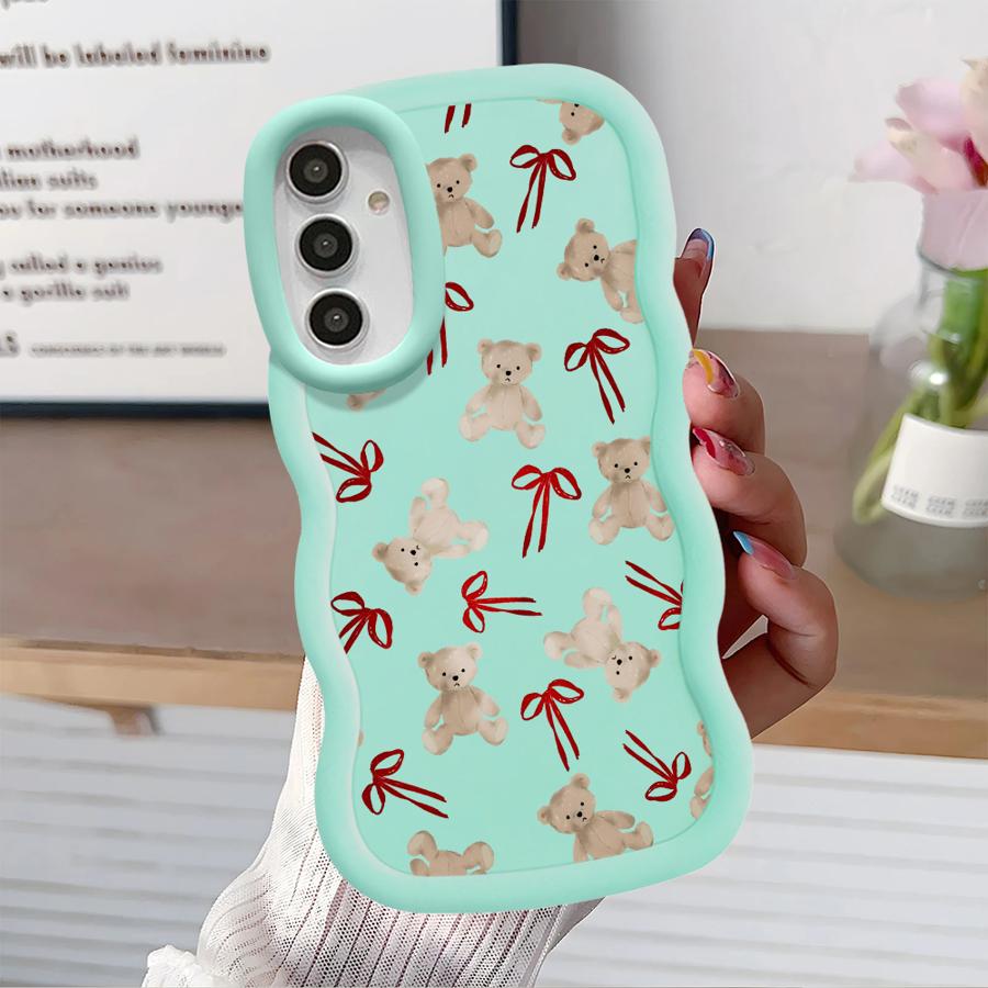 Cute Bow Bear Case for Samsung Galaxy A11 A14 A13 A21s A16 A15 A12 A52 Soft Phone Cover A22 A04 A06 A53 A23 A05 A03 A33