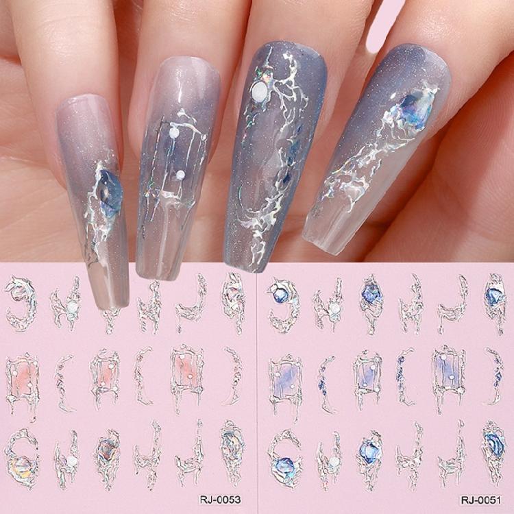 5D Embossed Nail Art Stickers Manicure Accessories Self Adhesive Nail Decals