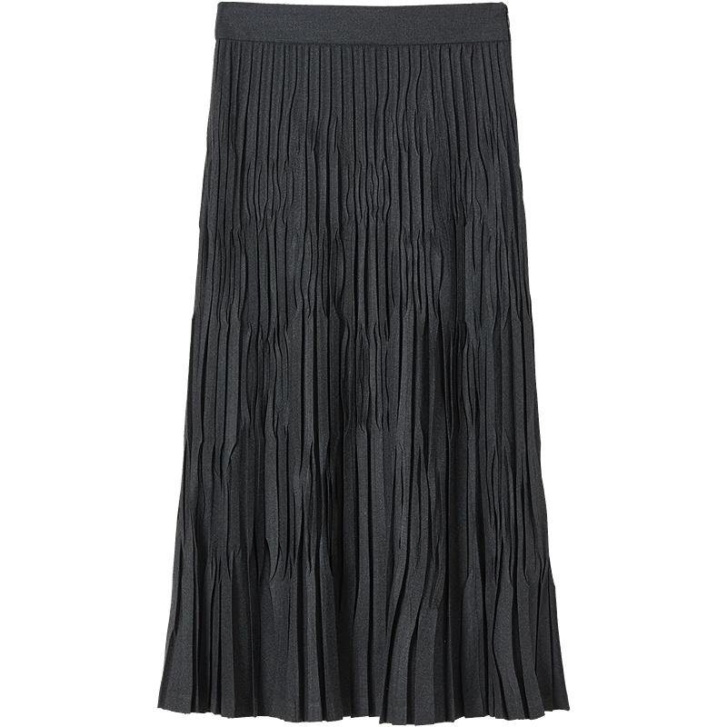 JUZUI Women's Elegant Pleated A-line Long Skirt