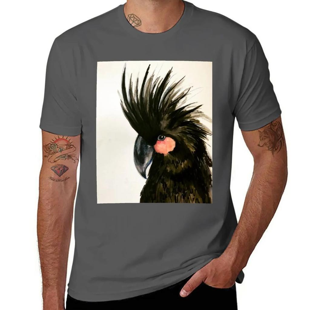 Black Parrot T-Shirt sweat aesthetic clothes tees T-shirt men