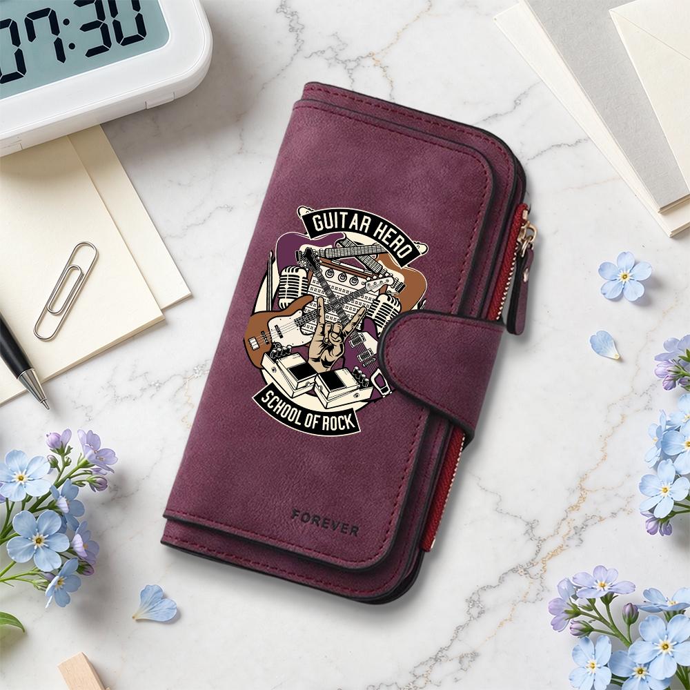 Guitar Hero Rock Print Wallet Retro Multi Card Storage Casual Daily Purse