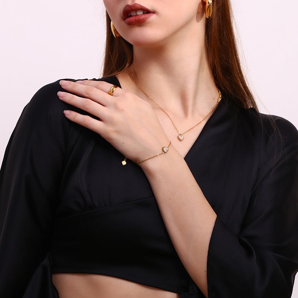 MamacitaSlay New Design Stainless Steel 18K Gold Plated Shell Heart Pendant Necklace Party Waterproof Neck Jewelry High Quality
