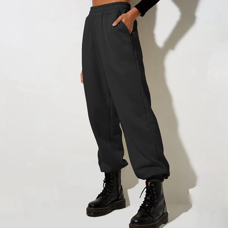 Women Loose Casual Sweatpants High Waist Solid Color Jogging Pants
