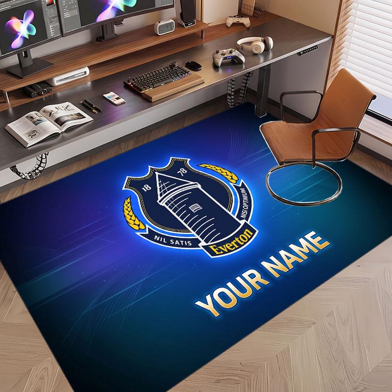 Custom Rug Everton FC Pattern Print Name Text Soft Non‑Slip Floor Carpet for Home Indoor Decoration