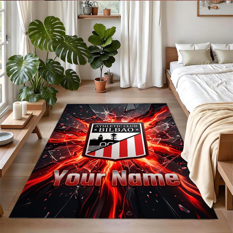 Crystal Velvet Rug Custom Name Text, Soft Non Slip Floor Mat Home DecorAthletic Bilbao FC