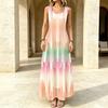 Women's Maxi Dress,Color Gradient Sleeveless Beach Dress,Lightweight & Skin-friendly,Trendy Easy-Match for Summer Vacation