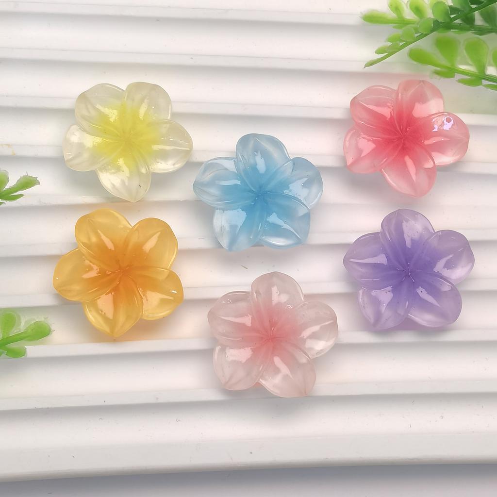 25mm Plumeria Resin Cabochons Flatback Charms Mini Hawaiian Flower for Jewelry Making, Scrapbooking, Phone Case Crafts, Slime
