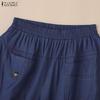 ZANZEA Women Summer Casual Elastic Waist Loose Cropped Pants