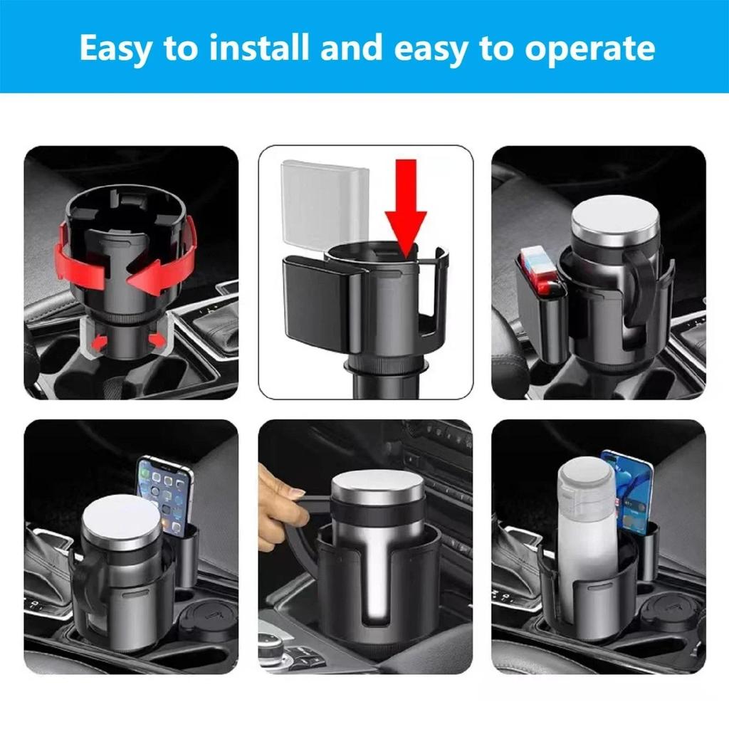 Car Cup Holder Multipurpose Expandable Organizer Storage Expander Cup Holder Adapter Cell Phone Mount Auto Interior Accessories