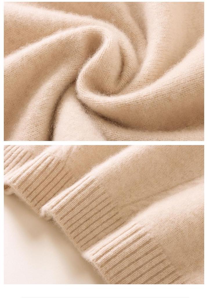 2024 Autumn/Winter Women's High Neck Cashmere Sweater – Saddle Shoulder, Warm Knit Base Layer
