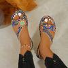 Fashion Plus-size Women's Sandals Slippers 2025 Summer New Flat Printed Toe Bohemian Ethnic Style Cool Sandals for Women
