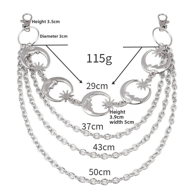 Moon Phase Metal Body Chain For Women Men With Multi Layer Punk Style Waist Accessory