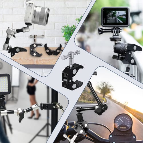 KRGNPLE Color: Black - 15-55mm Quantity: 4 Pieces Pipe Clamp Super Clamp Mini Clamp Pipe Clamp Camera Arm Python Clamp Pan Head Multi Clamp Adjustable