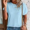 Summer Spring Solid Color Tshirt Loose Fit Round Neck Short Sleeve