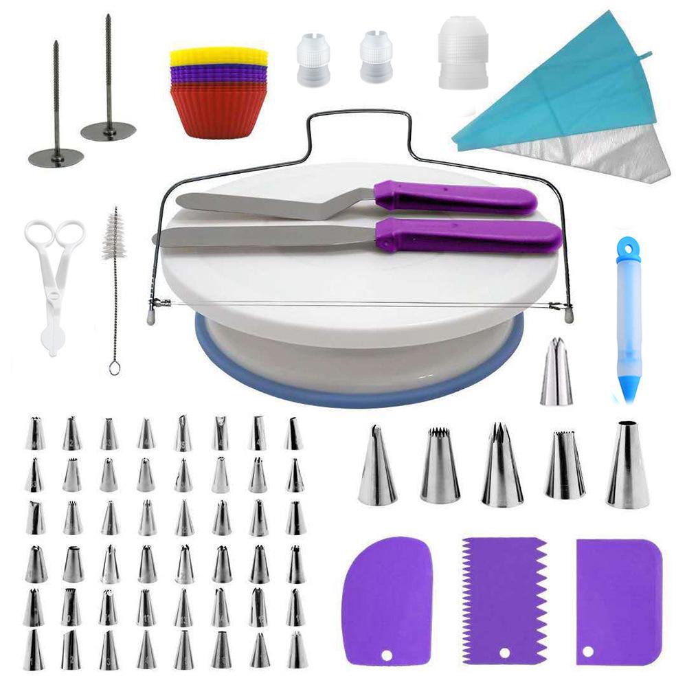 Nordic Baking Set: 137-Piece Home Cake Tools with Piping Bags, Stainless Steel Tips, and Turntable